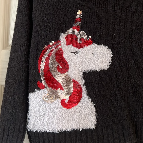 Justice Fuzzy Sequined Unicorn Sweater - Picture 2 of 4